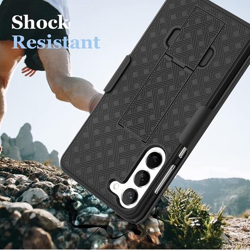 Fingic Compatible with Samsung Galaxy S23 Plus Holster Case Combo Shell Slim Rugged Case with Kickstand Swivel Belt Clip Holster Shockproof Cover for Samsung Galaxy S23 Plus 5G (6.6 inch) 2023, Black in Saudi Arabia