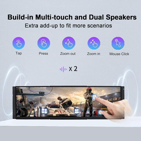 شاشة LCD تعمل باللمس 14.5 بوصة لـ Hyte Y70 2K 2560x720 IPS عرض HDMI USB C لنظام التشغيل Windows Aida64 CPU GPU مراقبة عرض درجة الحرارة in Kuwait