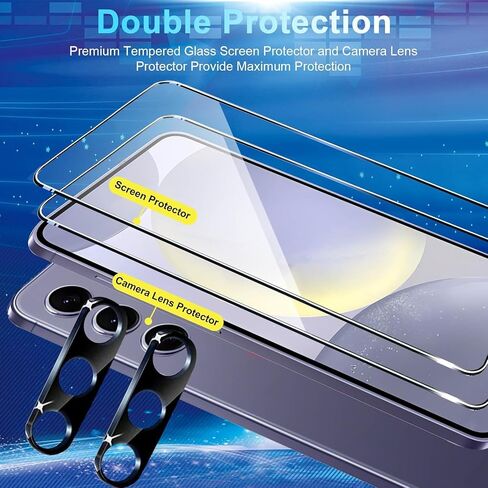Galaxy S24 Plus Screen Protector [5+5 Pack] Camera Lens Protector, Fingerprint Unlock Support, HD Tempered Glass, Touch Sensitive, Anti Scratch, for Samsung S24 Plus 5G Glass Screen Protector in Saudi Arabia
