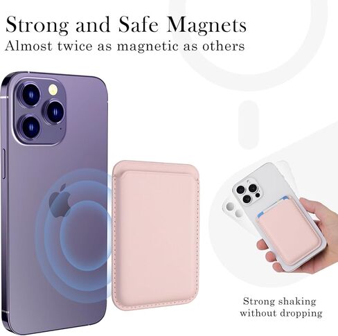 Magnetic Wallet Phone Card Holder with Magsafe,2Pack Mag Safe Wallet Accessories for Apple iPhone 15 14 13 12 Pro/Pro Max/Plus/Mini Safe Case Series (Pink,Pink) in Kuwait