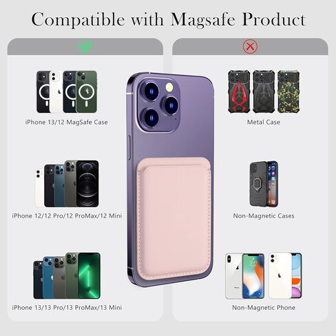 Magnetic Wallet Phone Card Holder with Magsafe,2Pack Mag Safe Wallet Accessories for Apple iPhone 15 14 13 12 Pro/Pro Max/Plus/Mini Safe Case Series (Pink,Pink) in Kuwait