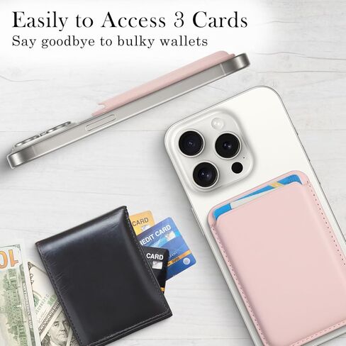 Magnetic Wallet Phone Card Holder with Magsafe,2Pack Mag Safe Wallet Accessories for Apple iPhone 15 14 13 12 Pro/Pro Max/Plus/Mini Safe Case Series (Pink,Pink) in Kuwait