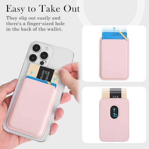 Magnetic Wallet Phone Card Holder with Magsafe,2Pack Mag Safe Wallet Accessories for Apple iPhone 15 14 13 12 Pro/Pro Max/Plus/Mini Safe Case Series (Pink,Pink) in Kuwait