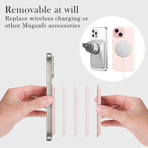 Magnetic Wallet Phone Card Holder with Magsafe,2Pack Mag Safe Wallet Accessories for Apple iPhone 15 14 13 12 Pro/Pro Max/Plus/Mini Safe Case Series (Pink,Pink) in Kuwait