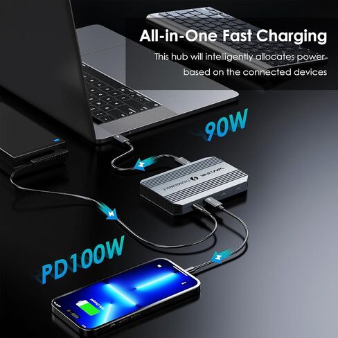 موزع Thunderbolt 4، قاعدة WAVLINK Thunderbolt 4 مع شاشة مزدوجة 4K@60 هرتز، توصيل طاقة 100 وات، USB-A 3.2 Gen 2، لجهاز MacBook Pro/Air M1 M2 M3، كمبيوتر محمول Thunderbolt 4/3 in Saudi Arabia