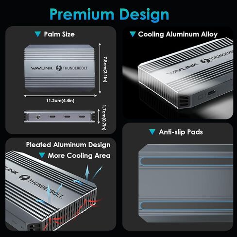 موزع Thunderbolt 4، قاعدة WAVLINK Thunderbolt 4 مع شاشة مزدوجة 4K@60 هرتز، توصيل طاقة 100 وات، USB-A 3.2 Gen 2، لجهاز MacBook Pro/Air M1 M2 M3، كمبيوتر محمول Thunderbolt 4/3 in Saudi Arabia