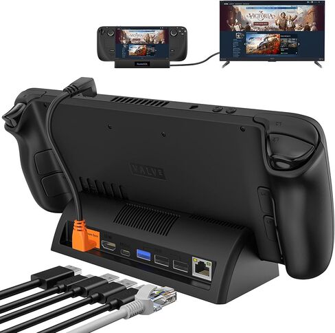 محطة إرساء تلفزيون لسطح البخار وسطح البخار OLED، قاعدة سطح بخار محمولة تدعم إخراج فيديو HDMI 4K@60 هرتز، قاعدة سطح بخار مع جيجابت إيثرنت، مروحة تبريد و3 منافذ USB in Kuwait