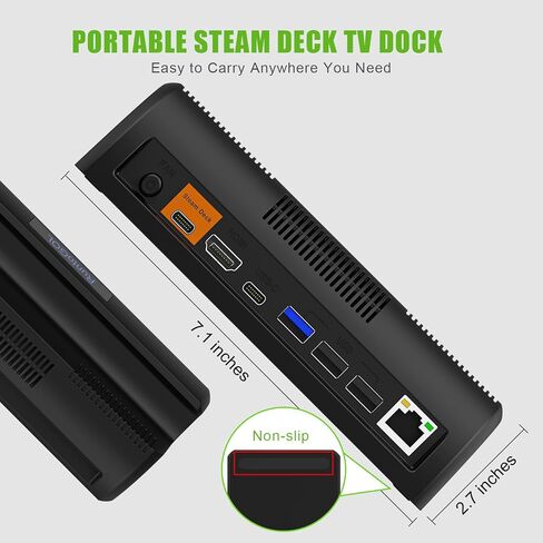 محطة إرساء تلفزيون لسطح البخار وسطح البخار OLED، قاعدة سطح بخار محمولة تدعم إخراج فيديو HDMI 4K@60 هرتز، قاعدة سطح بخار مع جيجابت إيثرنت، مروحة تبريد و3 منافذ USB in Kuwait