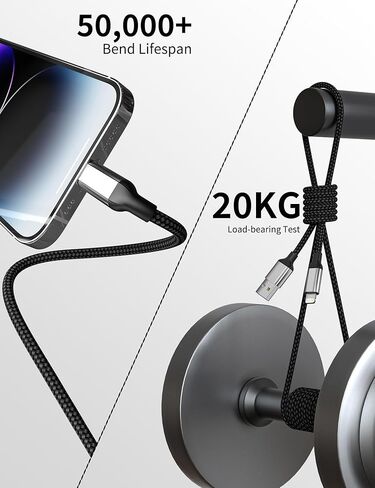 كابل شحن iPhone قصير مقاس 6 بوصات، 3 عبوات بطول 0.5 قدم USB إلى كابل Lightning للشحن السريع، [معتمد من MFi] سلك شاحن iPhone صغير مضفر لأجهزة Apple iPhone 14 13 12 11 Pro Max XR XS 8 SE وiPad Air Mini in Kuwait