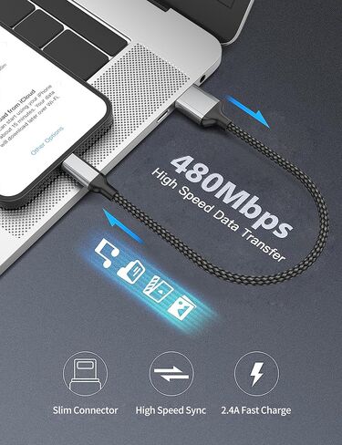 كابل شحن iPhone قصير مقاس 6 بوصات، 3 عبوات بطول 0.5 قدم USB إلى كابل Lightning للشحن السريع، [معتمد من MFi] سلك شاحن iPhone صغير مضفر لأجهزة Apple iPhone 14 13 12 11 Pro Max XR XS 8 SE وiPad Air Mini in Kuwait