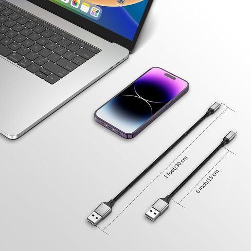كابل شحن iPhone قصير مقاس 6 بوصات، 3 عبوات بطول 0.5 قدم USB إلى كابل Lightning للشحن السريع، [معتمد من MFi] سلك شاحن iPhone صغير مضفر لأجهزة Apple iPhone 14 13 12 11 Pro Max XR XS 8 SE وiPad Air Mini in Kuwait