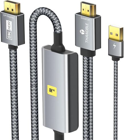 كابل HDMI 8K إلى DisplayPort بطول 6 أقدام (4K@120 هرتز، 2K@144 هرتز) HDMI أحادي الاتجاه لعرض محول منفذ HDMI نشط (المصدر) إلى سلك DP (الشاشة) متوافق مع الكمبيوتر الشخصي، وبطاقة الرسومات، وأجهزة الكمبيوتر المحمولة، وPS5 in Kuwait