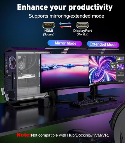 كابل HDMI 8K إلى DisplayPort بطول 6 أقدام (4K@120 هرتز، 2K@144 هرتز) HDMI أحادي الاتجاه لعرض محول منفذ HDMI نشط (المصدر) إلى سلك DP (الشاشة) متوافق مع الكمبيوتر الشخصي، وبطاقة الرسومات، وأجهزة الكمبيوتر المحمولة، وPS5 in Kuwait