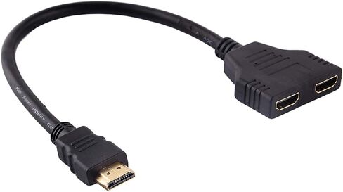 كابل محول مقسم HDMI من Akozon، مقسم HDMI 1 في 2 مخرج HDMI ذكر 1080P إلى HDMI مزدوج أنثى 1 إلى 2 طريقة، كابل محول مقسم HDMI لـ HDTV HD، LED، LCD، تلفزيون، يدعم جهازي تلفزيون في نفس الوقت in Kuwait