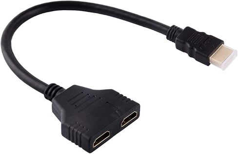 كابل محول مقسم HDMI من Akozon، مقسم HDMI 1 في 2 مخرج HDMI ذكر 1080P إلى HDMI مزدوج أنثى 1 إلى 2 طريقة، كابل محول مقسم HDMI لـ HDTV HD، LED، LCD، تلفزيون، يدعم جهازي تلفزيون في نفس الوقت in Kuwait