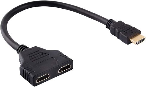 كابل محول مقسم HDMI من Akozon، مقسم HDMI 1 في 2 مخرج HDMI ذكر 1080P إلى HDMI مزدوج أنثى 1 إلى 2 طريقة، كابل محول مقسم HDMI لـ HDTV HD، LED، LCD، تلفزيون، يدعم جهازي تلفزيون في نفس الوقت in Kuwait