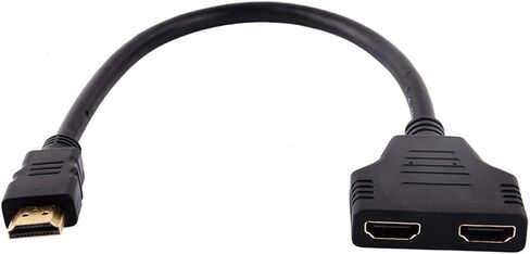 كابل محول مقسم HDMI من Akozon، مقسم HDMI 1 في 2 مخرج HDMI ذكر 1080P إلى HDMI مزدوج أنثى 1 إلى 2 طريقة، كابل محول مقسم HDMI لـ HDTV HD، LED، LCD، تلفزيون، يدعم جهازي تلفزيون في نفس الوقت in Kuwait