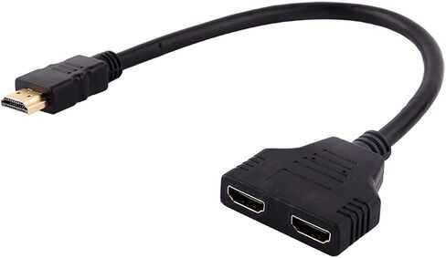 كابل محول مقسم HDMI من Akozon، مقسم HDMI 1 في 2 مخرج HDMI ذكر 1080P إلى HDMI مزدوج أنثى 1 إلى 2 طريقة، كابل محول مقسم HDMI لـ HDTV HD، LED، LCD، تلفزيون، يدعم جهازي تلفزيون في نفس الوقت in Kuwait