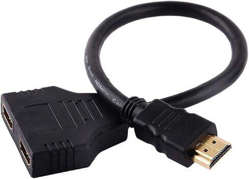 كابل محول مقسم HDMI من Akozon، مقسم HDMI 1 في 2 مخرج HDMI ذكر 1080P إلى HDMI مزدوج أنثى 1 إلى 2 طريقة، كابل محول مقسم HDMI لـ HDTV HD، LED، LCD، تلفزيون، يدعم جهازي تلفزيون في نفس الوقت in Kuwait