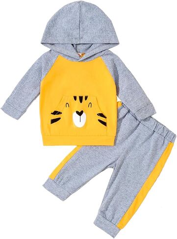 Toddler Baby Boys Clothes Long Sleeve Hooded Tops Sweatshirts Pants Outfit Set Boys Fall Winter Spring Outfits in Saudi Arabia