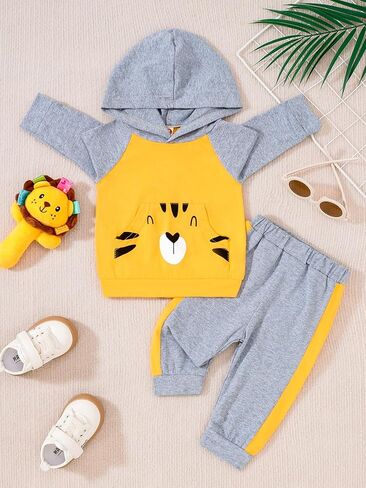 Toddler Baby Boys Clothes Long Sleeve Hooded Tops Sweatshirts Pants Outfit Set Boys Fall Winter Spring Outfits in Saudi Arabia