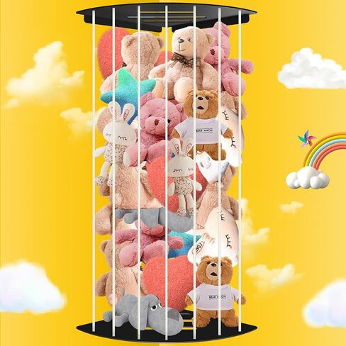 Corner Stuffed Animal Storage Plush Toy Organizer Storage Kids Room Holder with Length Adjustable Large Toys Wall Hanging Shelf for Nursery Playroom Bedroom Sturdy Metal Black in Saudi Arabia