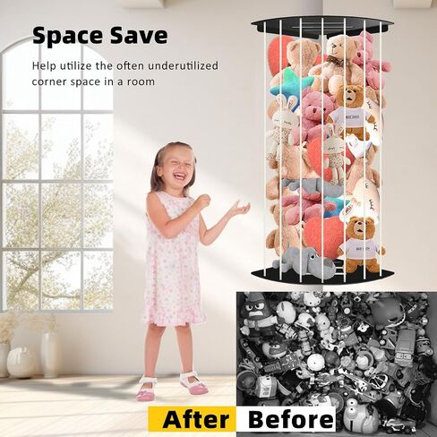 Corner Stuffed Animal Storage Plush Toy Organizer Storage Kids Room Holder with Length Adjustable Large Toys Wall Hanging Shelf for Nursery Playroom Bedroom Sturdy Metal Black in Saudi Arabia