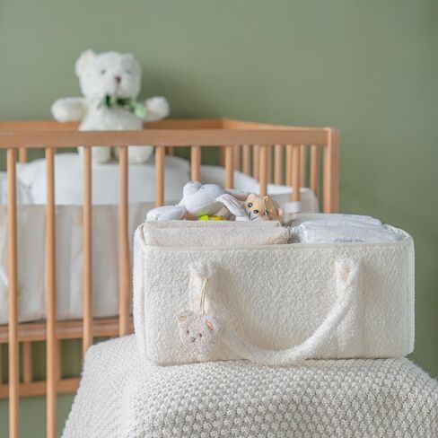 Dahey Baby Diaper Caddy Organizer with Bear, Nursery Storage Basket Gifts for Newborn Shower Essentials, Handle Portable Car Diaper Bag for Baby Changing Table Baby Registry Stuff, Green in Saudi Arabia