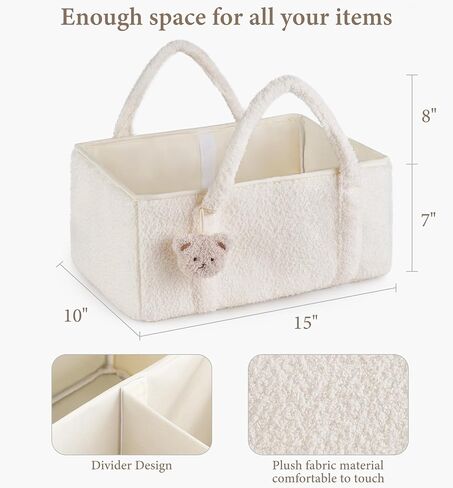 Dahey Baby Diaper Caddy Organizer with Bear, Nursery Storage Basket Gifts for Newborn Shower Essentials, Handle Portable Car Diaper Bag for Baby Changing Table Baby Registry Stuff, Green in Saudi Arabia