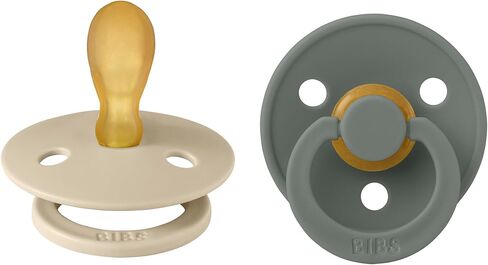BIBS Pacifiers 6-18 Months | Colour Collection 2-Pack | BPA-Free Symmetrical Natural Rubber Nipple | Made in Denmark | Vanilla/Pine Color Pacifier in Kuwait
