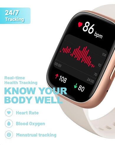 Smart Watch for Women, Alexa Built-in, Answer/Make Calls, 1.83" Fitness Tracker Watch with Heart Rate Monitor, Sleep Tracker, Pedometer, IP68 Waterproof, Smartwatch Compatible Android iOS in Saudi Arabia