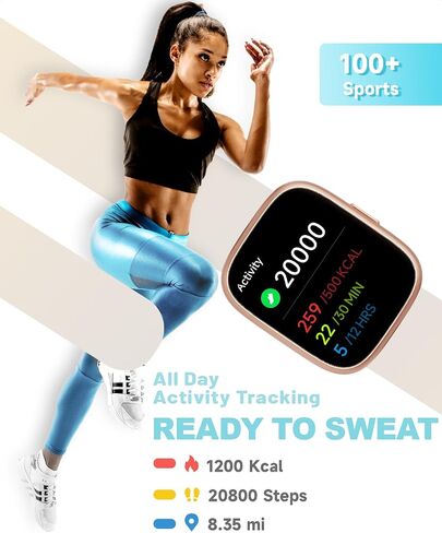 Smart Watch for Women, Alexa Built-in, Answer/Make Calls, 1.83" Fitness Tracker Watch with Heart Rate Monitor, Sleep Tracker, Pedometer, IP68 Waterproof, Smartwatch Compatible Android iOS in Saudi Arabia