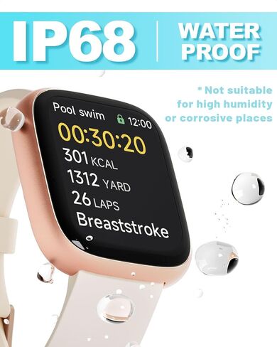 Smart Watch for Women, Alexa Built-in, Answer/Make Calls, 1.83" Fitness Tracker Watch with Heart Rate Monitor, Sleep Tracker, Pedometer, IP68 Waterproof, Smartwatch Compatible Android iOS in Saudi Arabia