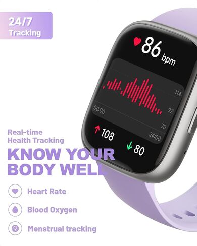 Smart Watch for Women, Alexa Built-in, Answer/Make Calls, 1.83" Fitness Tracker Watch with Heart Rate Monitor, Sleep Tracker, Pedometer, IP68 Waterproof, Smartwatch Compatible Android iOS in Saudi Arabia