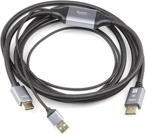 BolAAzuL HDMI 2.1 إلى كابل محول DisplayPort أحادي الاتجاه، من مصدر HDMI إلى شاشة عرض المنفذ، وليس Displayport إلى HDMI، يدعم 8K@30 هرتز 4K@120 هرتز 2K@144 هرتز، يعمل بمنفذ USB، مضفر، 2 متر in Kuwait