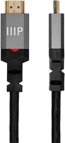Monoprice 8K Certified Ultra High Speed HDMI Cable - 6 Feet - Black | Braided - HDMI 2.1, 8K@60Hz, 4k@120Hz, 48Gbps, HDR, VRR, CL3 in-Wall Rated in Saudi Arabia