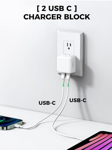 35W USB C Charger Block, Dual USB-C Port Compact Power Adapter, ​​​​​​[Foldable Prolongs] PD 3.0​​​​ Fast Wall Charger for iPhone14 Pro Max/14 Pro/iPhone13/Samsung/iPad/Speaker/AirPods and etc in Saudi Arabia