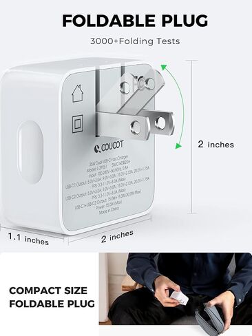 35W USB C Charger Block, Dual USB-C Port Compact Power Adapter, ​​​​​​[Foldable Prolongs] PD 3.0​​​​ Fast Wall Charger for iPhone14 Pro Max/14 Pro/iPhone13/Samsung/iPad/Speaker/AirPods and etc in Saudi Arabia