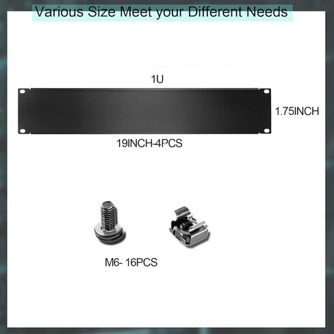 1U Blank Panel, 1U 19 Inch Blank Rack Mount Panel,1U Disassembled Rack Mount Cable Management Panel, 1U Rack Mount Panel Spacer W/Brush for Server Network Rack Enclosure Cabinet Cable (2pcs-Venting) in Saudi Arabia