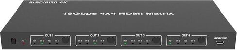 Monoprice Blackbird 4K 4x4 HDMI Matrix، 18G، 4K@60 هرتز، YCbCr 4:4:4، EDID، 4K إلى 1080p Downscaler، IR، HDR، HDR10، HDR10+، وDolby Vision Passthrough in Saudi Arabia