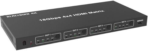 Monoprice Blackbird 4K 4x4 HDMI Matrix، 18G، 4K@60 هرتز، YCbCr 4:4:4، EDID، 4K إلى 1080p Downscaler، IR، HDR، HDR10، HDR10+، وDolby Vision Passthrough in Saudi Arabia