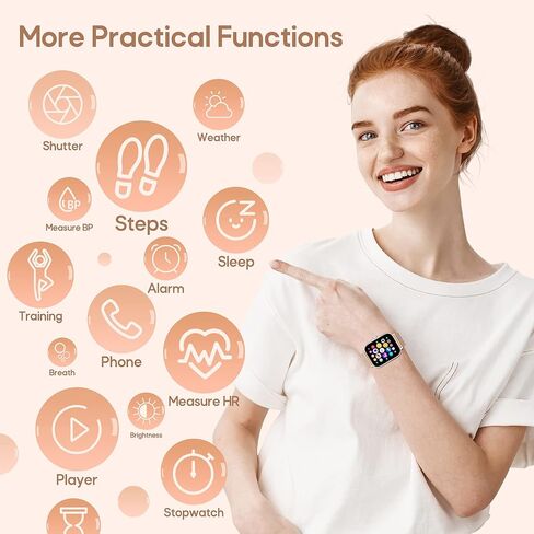 ZKCREATION Smart Watches for Women, 1.69" HD Bluetooth Call Fitness Tracker Smartwatch with Blood Pressure/Heart Rate Monitor, IP67 Waterproof Smart Watches, Smart Watch for Android iOS Phones in Saudi Arabia