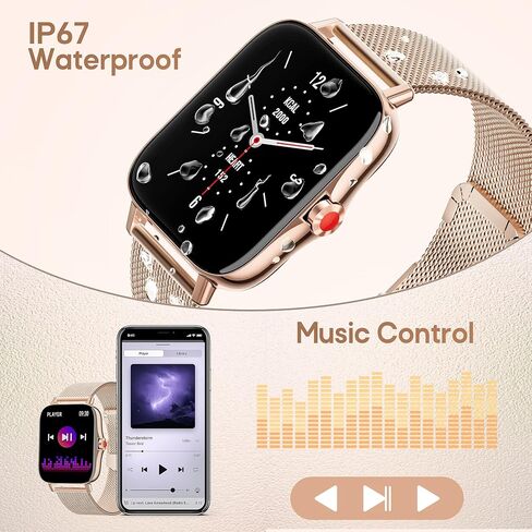ZKCREATION Smart Watches for Women, 1.69" HD Bluetooth Call Fitness Tracker Smartwatch with Blood Pressure/Heart Rate Monitor, IP67 Waterproof Smart Watches, Smart Watch for Android iOS Phones in Saudi Arabia