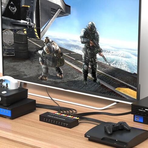 محول Y.D.F 8 منافذ RCA إلى HDMI 8 طرق RCA مركب CVBS AV إلى محول HDMI يدعم محول 4:3/16:9، لكاميرا Sega Xbox PS1 PS2 PS3 N64 NGC SNES WII VHS VCR DVD in Kuwait
