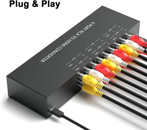 محول Y.D.F 8 منافذ RCA إلى HDMI 8 طرق RCA مركب CVBS AV إلى محول HDMI يدعم محول 4:3/16:9، لكاميرا Sega Xbox PS1 PS2 PS3 N64 NGC SNES WII VHS VCR DVD in Kuwait