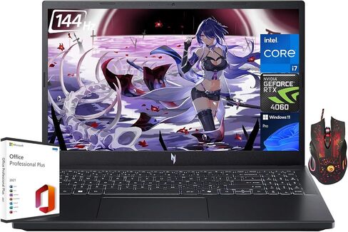 acer Nitro V Gaming Laptop, 15.6" 144Hz FHD Display, Intel 10-Core i7-13620H, RTX 4060, 16GB DDR5, 1TB SSD, Backlit keyboard, Wi-Fi 6, Win 11 Pro, with Microsoft Office Lifetime License&Gaming Mouse in Saudi Arabia