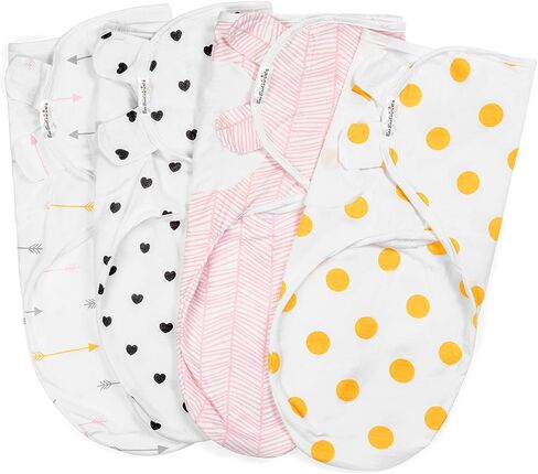 بطانية قماط، مجموعة لف قماط الأطفال الرضع قابلة للتعديل مكونة من 4 قطع، بطانيات لف لف قماط الأطفال للأولاد والبنات مصنوعة من القطن الناعم in Kuwait