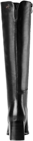 TinaCus Genuine Leather Women's Square Toe Mid Chunky Heel Handmade Side Zip Up Knee High Boots in Saudi Arabia