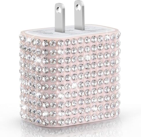 Protective Case for 20W/18W USB-C Power Adapter Charger, Bling Cute Case Cover for iPhone Chargers (Pink) in Saudi Arabia