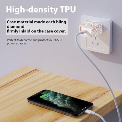 Protective Case for 20W/18W USB-C Power Adapter Charger, Bling Cute Case Cover for iPhone Chargers (Pink) in Saudi Arabia